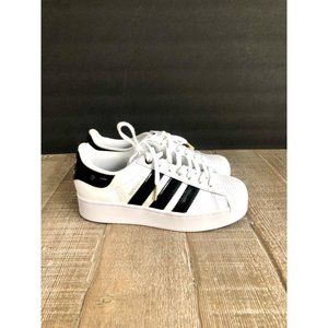 Adidas superstar women's white leather sneakers size 8